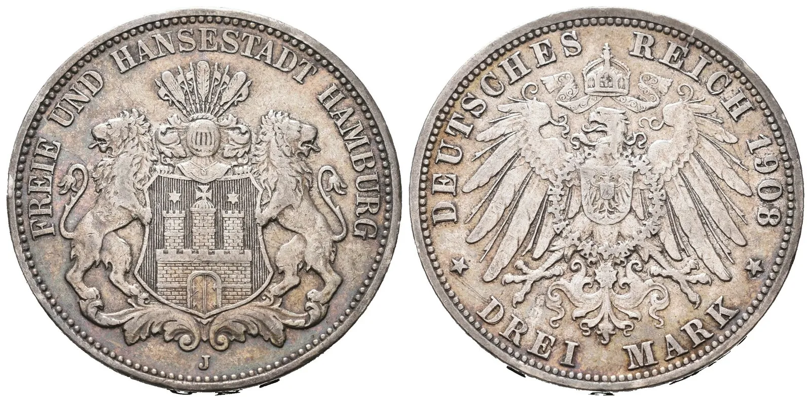 Hamburg, 3 Marka 1908 J
