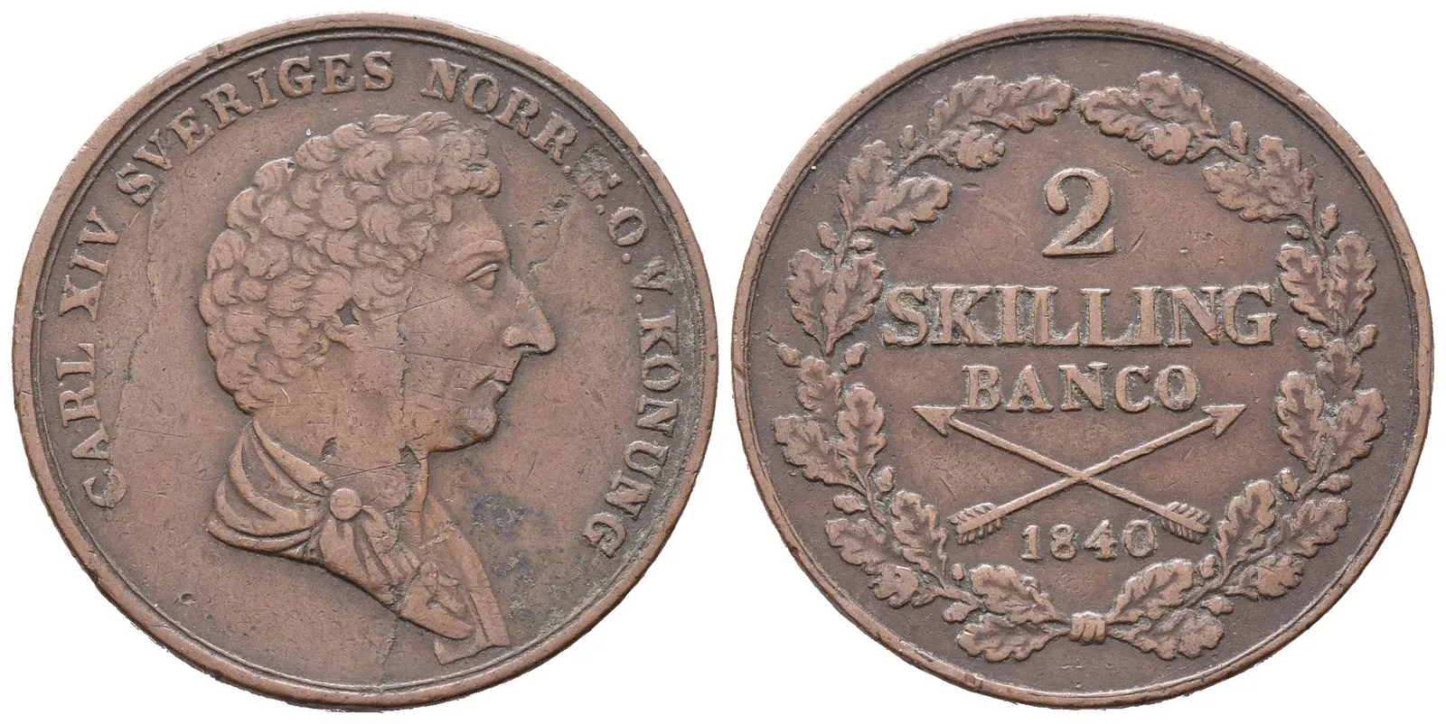 Švédsko, 2 Šilink 1840