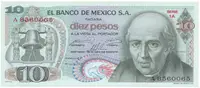 Mexiko, 10 Pesos 1969, P.63a, vzácnější datum vydání