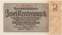 Německo, 2 Rentenmark 1937, říšský 8-místný číslovač, Hej.D12b