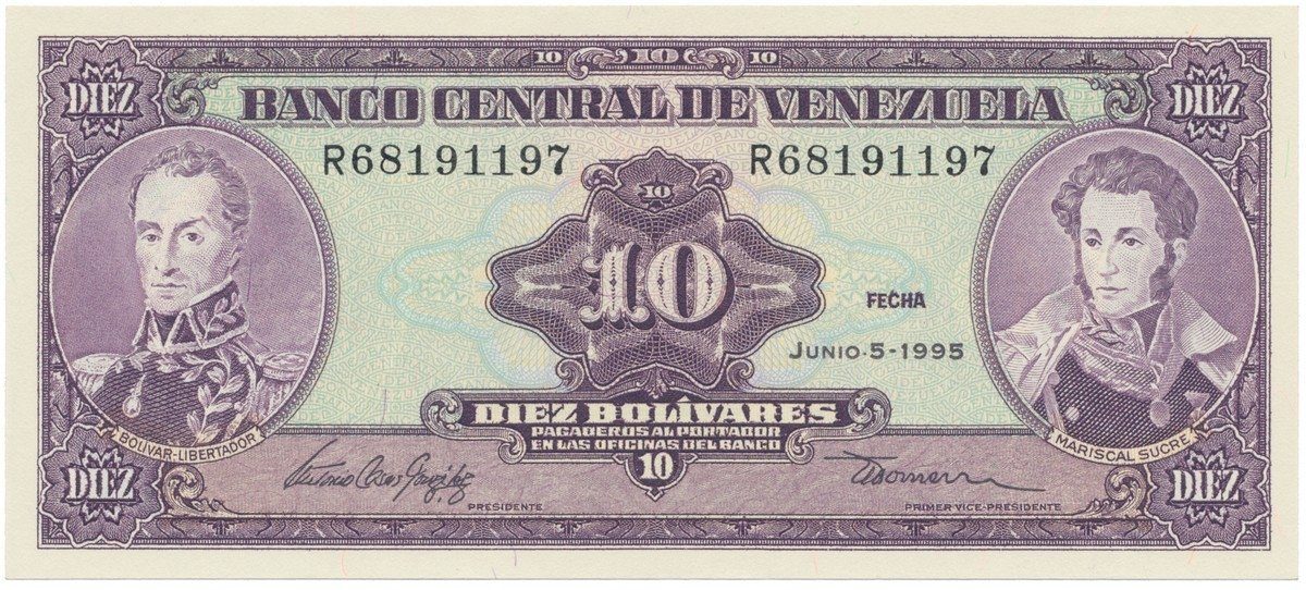 Venezuela, 10 Bolivares 1990-1995, P.61b~d