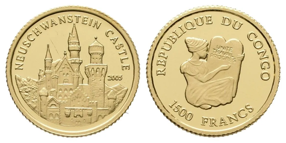 Kongo, 1500 Francs 2005 - Zámek Neuschwanstein