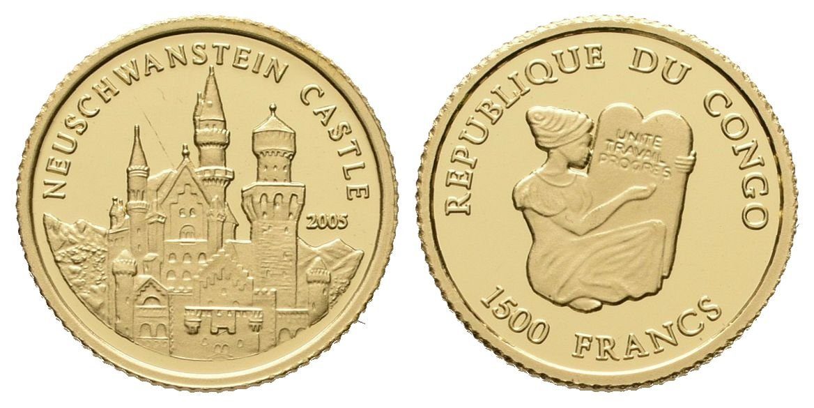 Kongo, 1500 Francs 2005 - Zámek Neuschwanstein