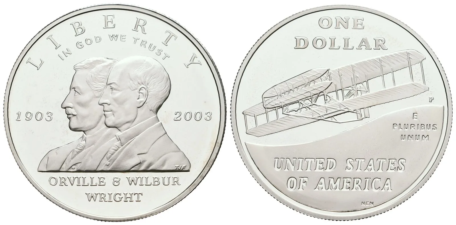 USA, 1 Dollar 2003 - Bratři Wrightové - První let letadlem, PROOF