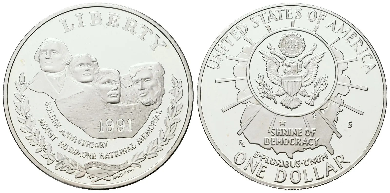 USA, 1 Dollar 1991 - Mount Rushmore, PROOF