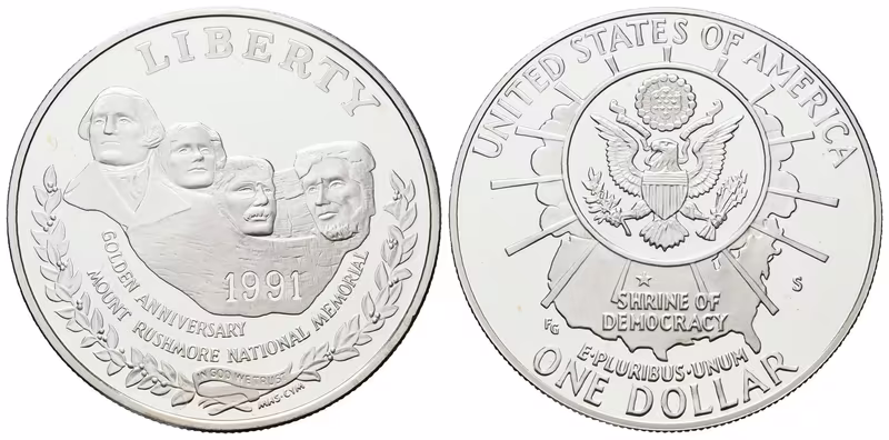 USA, 1 Dollar 1991 - Mount Rushmore, PROOF