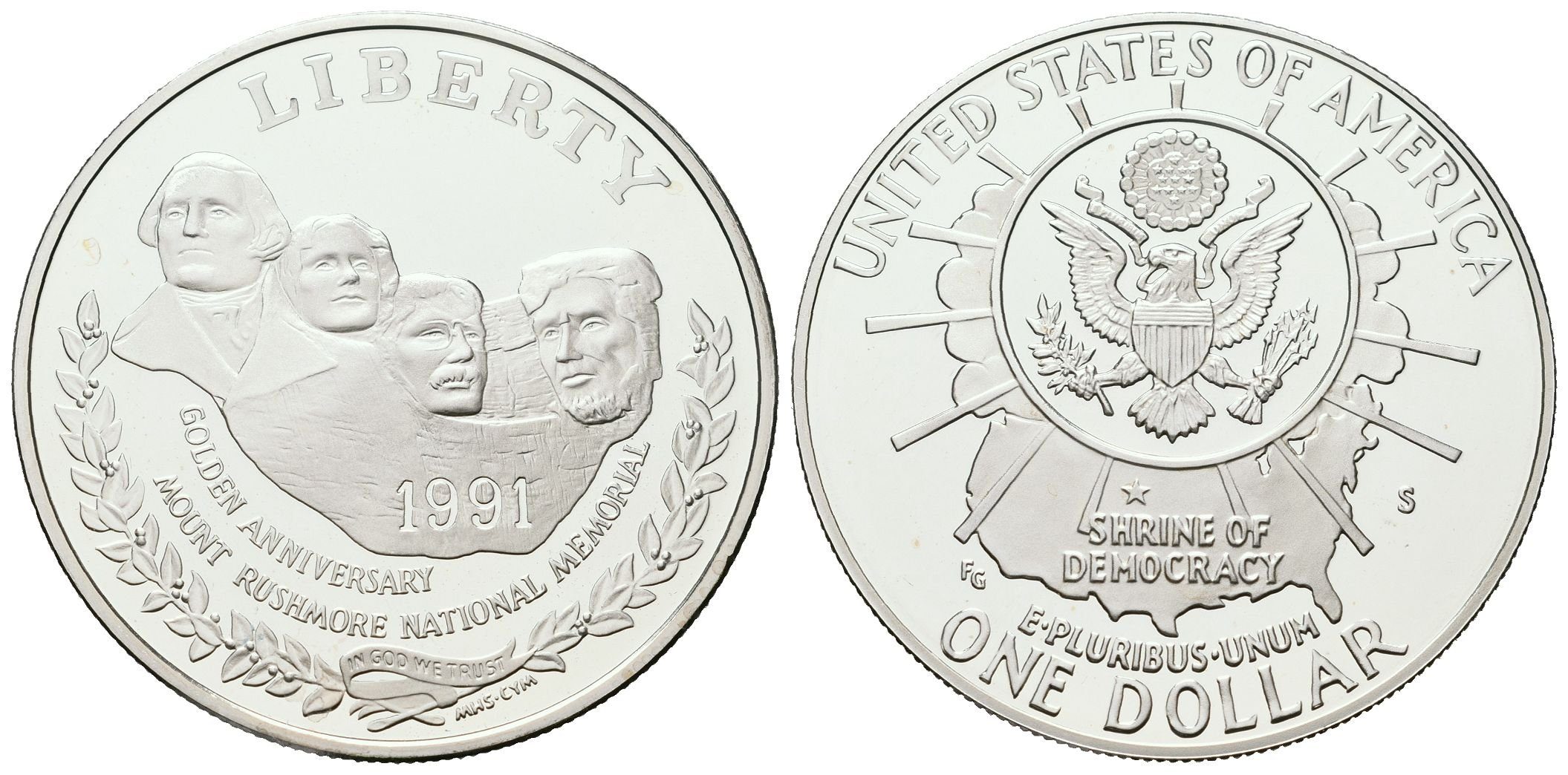USA, 1 Dollar 1991 - Mount Rushmore, PROOF