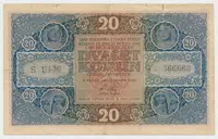 Československo, 20 Koruna 1919, série U 136, tisk Česká grafická unie Praha, Hej.10b