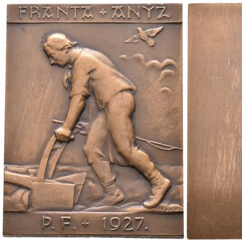 AE Plaketa 1927 - Oráč zleva, Br 58x44 mm