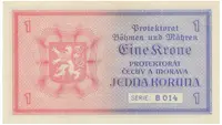 Protektorát Čechy a Morava, 1 Koruna b.d. (1940), tisk TB NBČM, série B, Hej.30aB