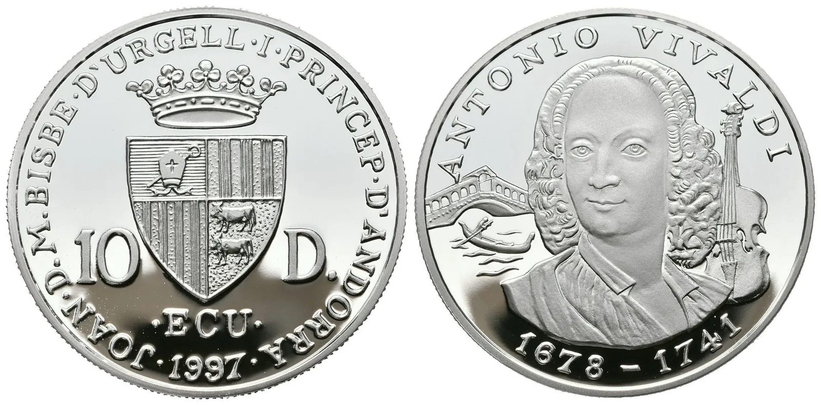 10 Diners 1997 - Antonia Vivaldi, Ag 0,925 (31,47 g), PROOF, KM.133 — 1
