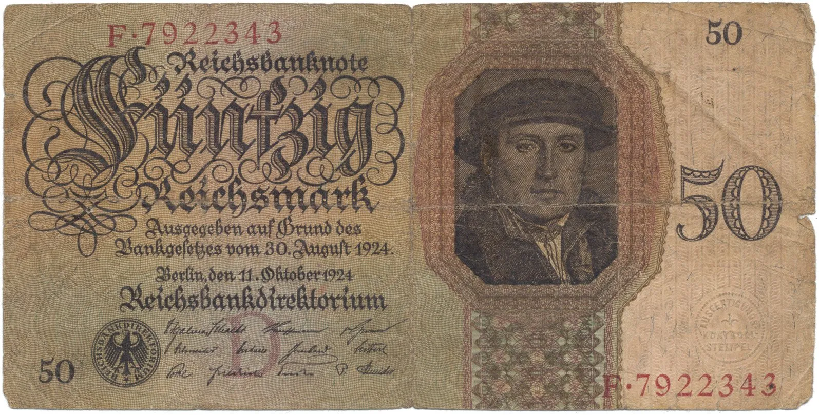 Německo, 50 Reichsmark 1924, Hej.D5