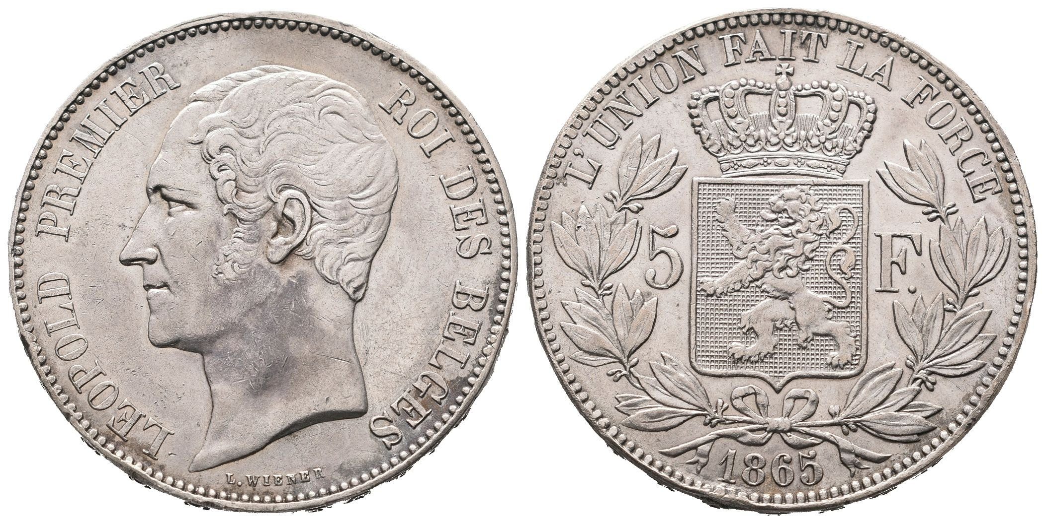 Belgie, 5 Frank 1865