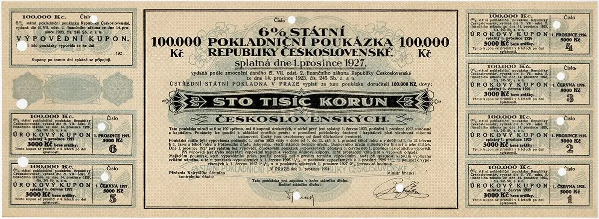 Státní pokladniční poukázky, 1919 - 1939 — 1