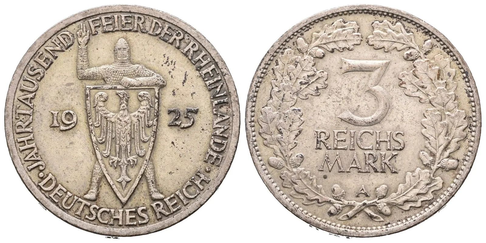 Výmar, 3 Marka 1925 A - Porýní