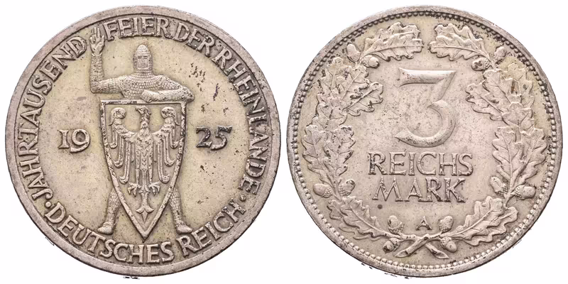 Výmar, 3 Marka 1925 A - Porýní