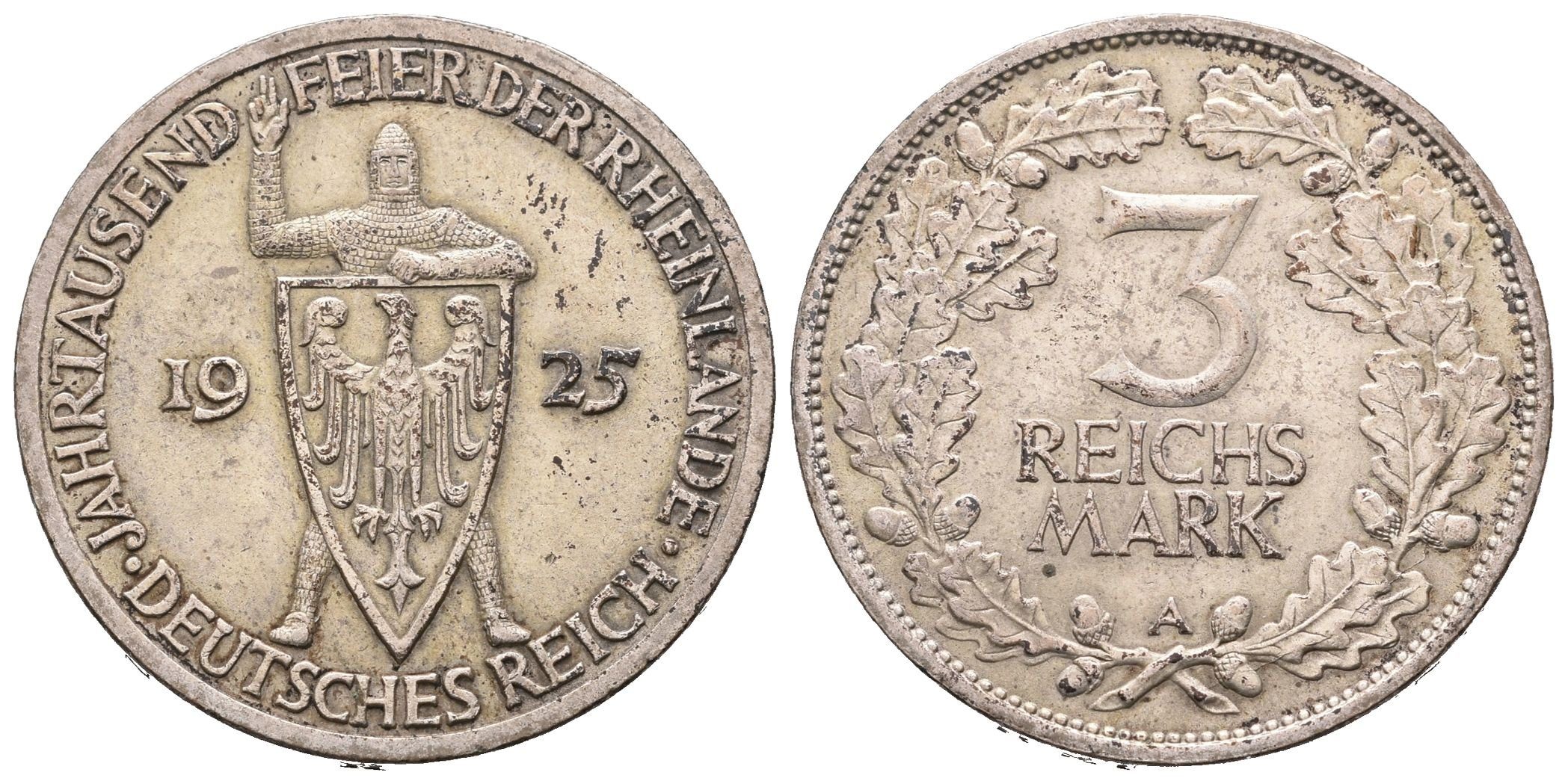 Výmar, 3 Marka 1925 A - Porýní