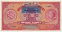 500 Koruna 1929/1939 + přetisk, série H, SPECIMEN, Hej.44a.S1
