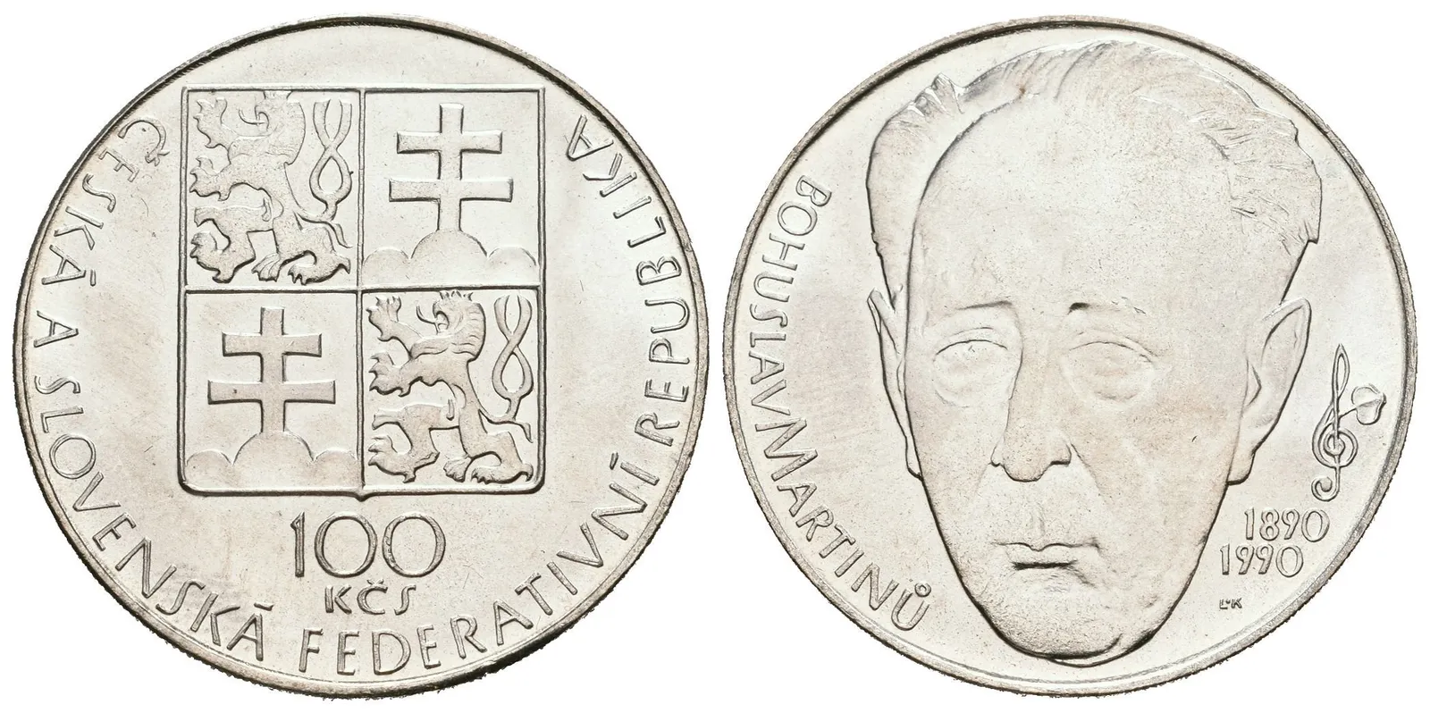 100 Kčs 1990 - Bohuslav Martinů, ražební lesk — 1