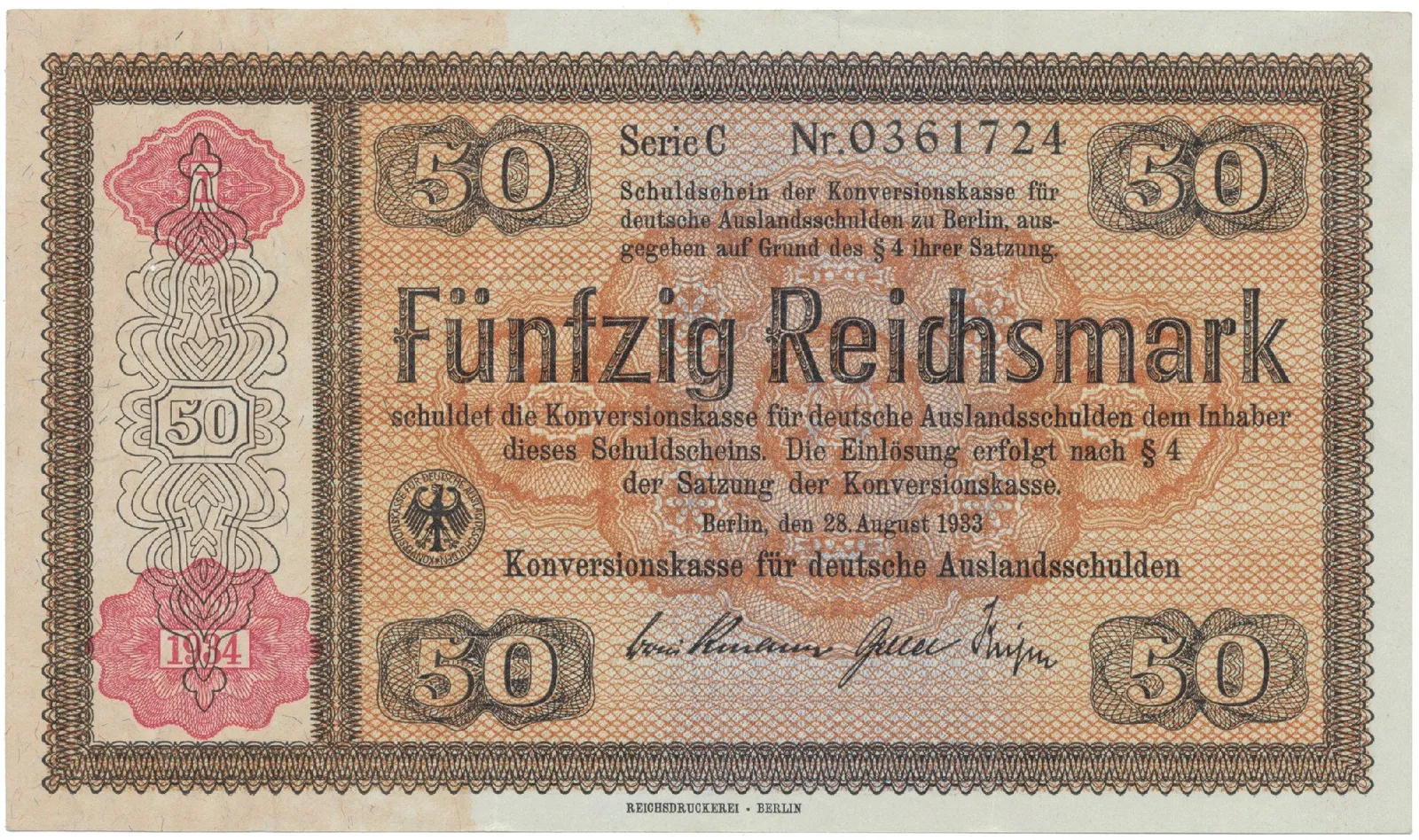 Německo, 50 Reichsmark 1933 (1934), Ro.712b