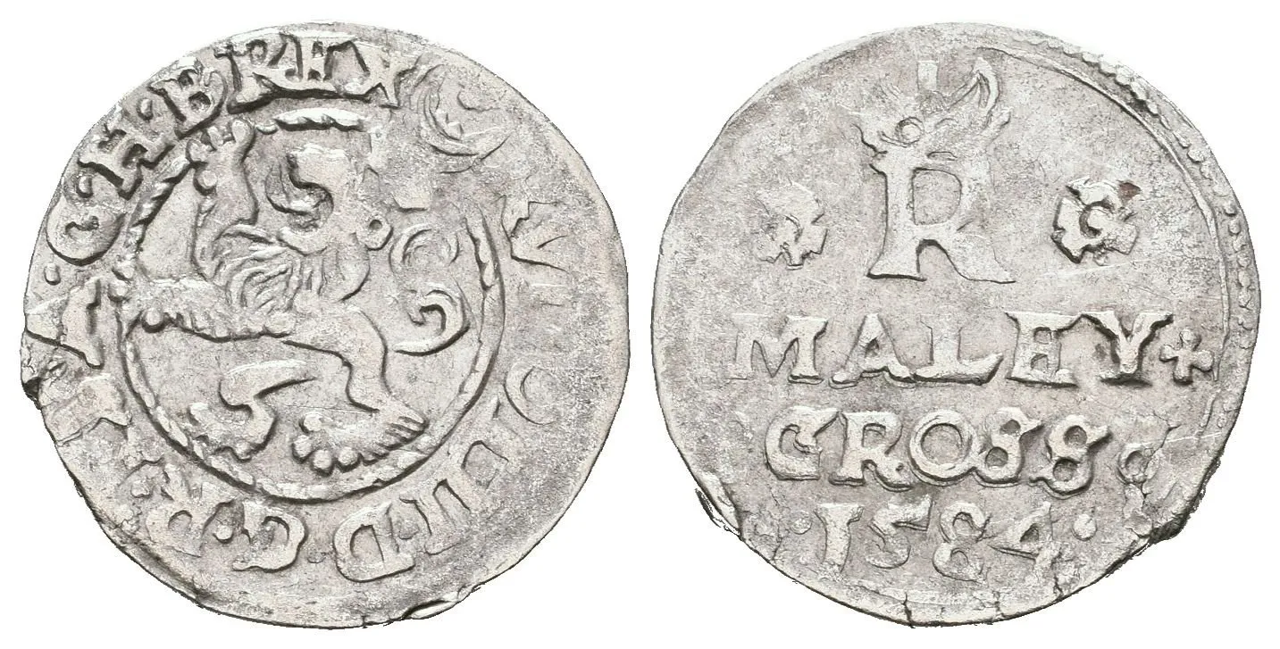 Malý groš 1584, Jáchymov-Hofmann, HN.7a (opis 7c), patina, lehce exc. a drobná vada střížku — 1