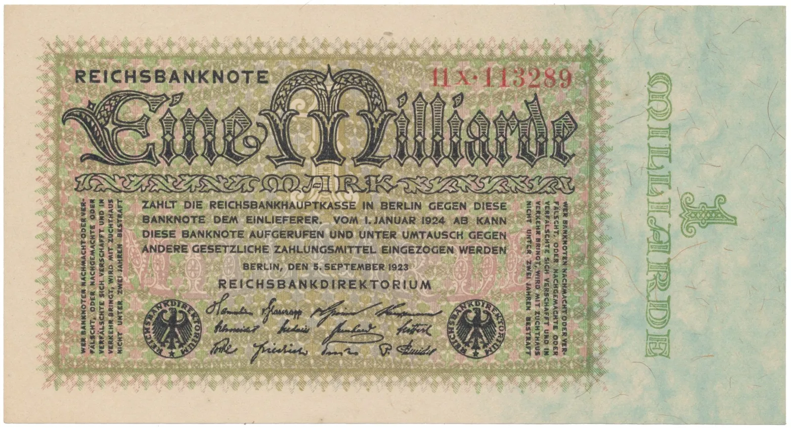 Německo, 1 Milliarde Mark 1923, Ro.111b