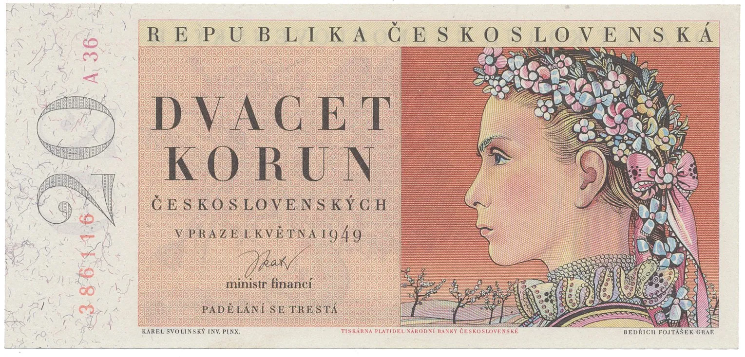 Československo, 20 Koruna 1949, I. vydání, Hej.84a