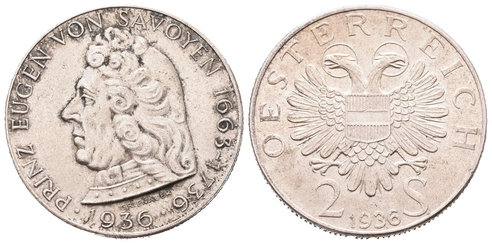 Rakousko, 2 Schilling 1936 - Evžen Savojský