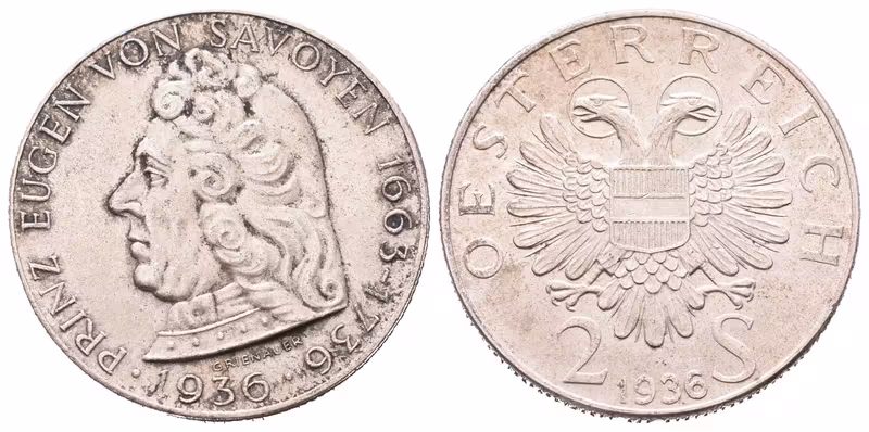 Rakousko, 2 Schilling 1936 - Evžen Savojský