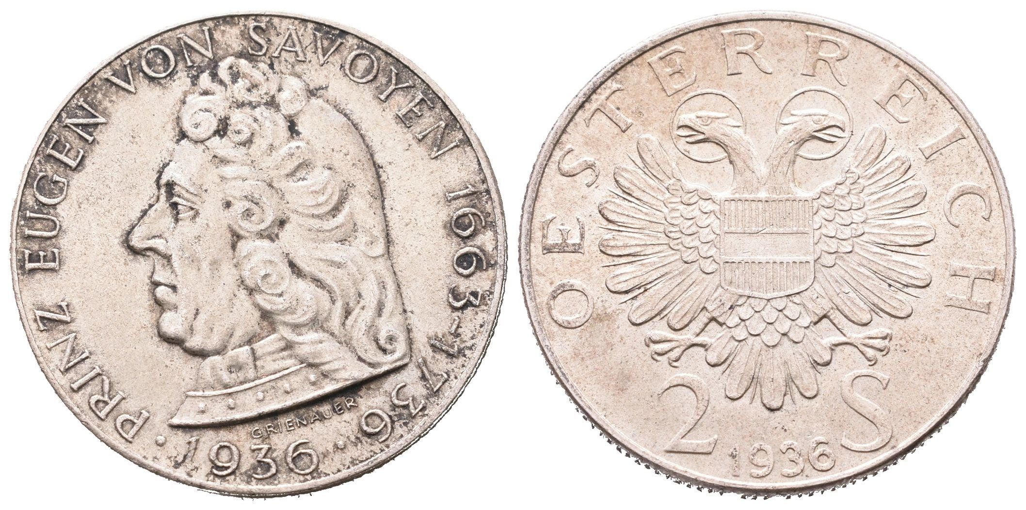 Rakousko, 2 Schilling 1936 - Evžen Savojský