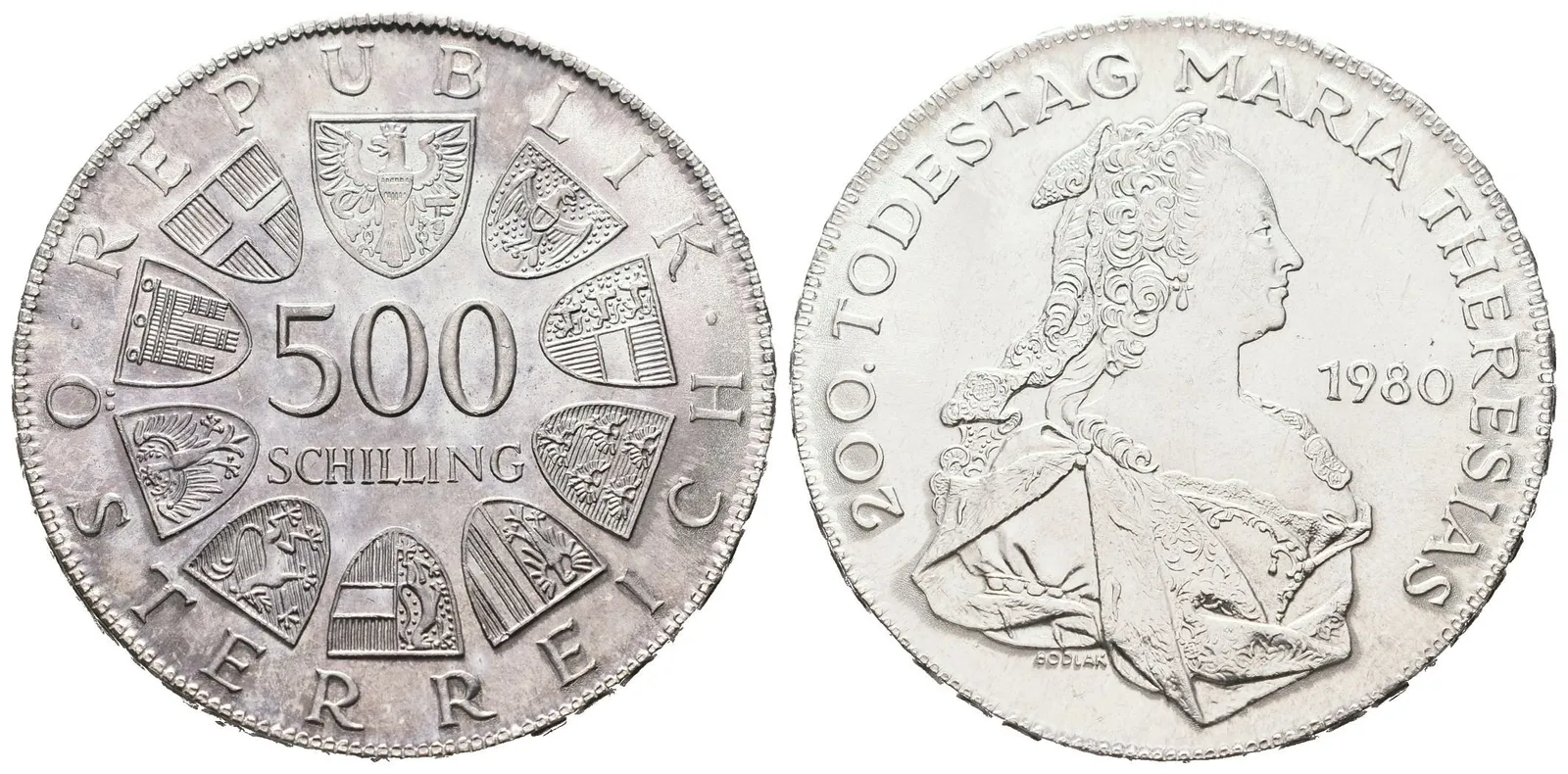 Rakousko, 500 Schilling 1980 - Marie Terezie