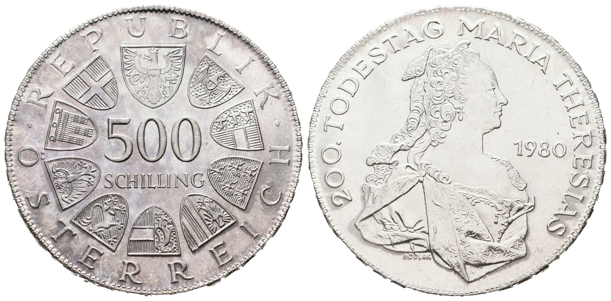 Rakousko, 500 Schilling 1980 - Marie Terezie