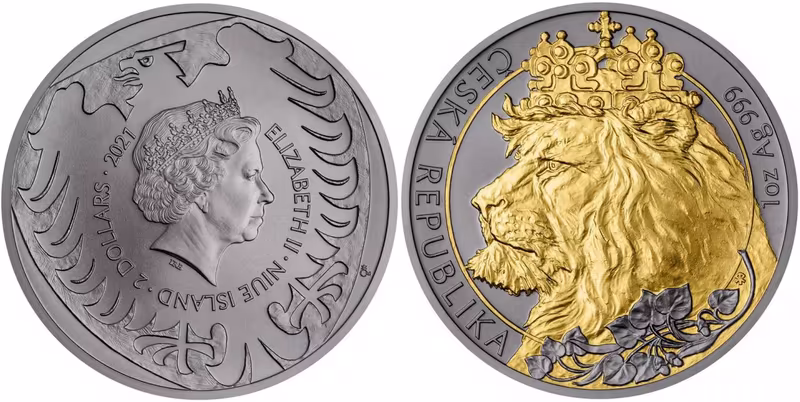2 Dollars 2021 - Český lev, ruthenium