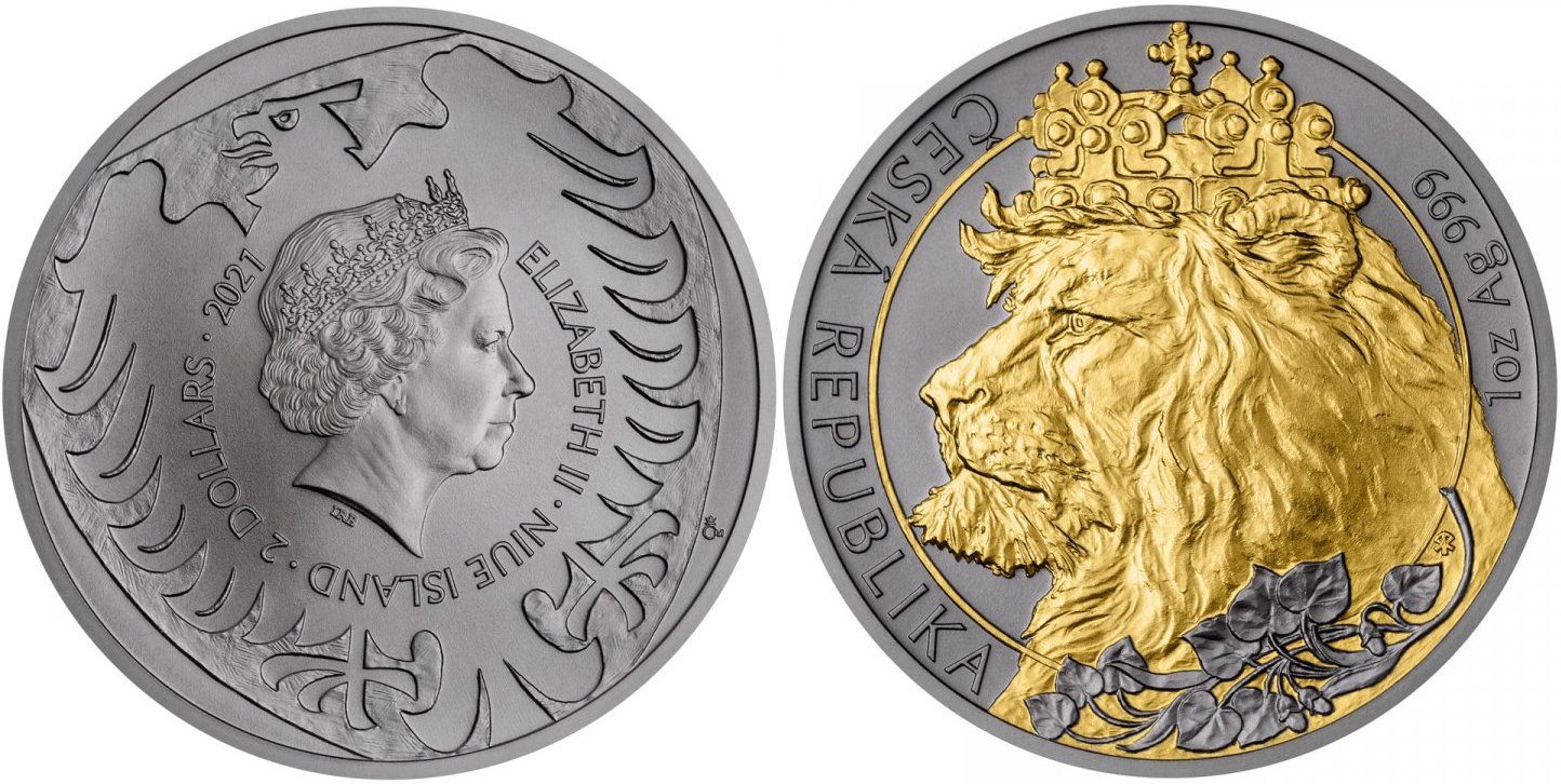 2 Dollars 2021 - Český lev, ruthenium