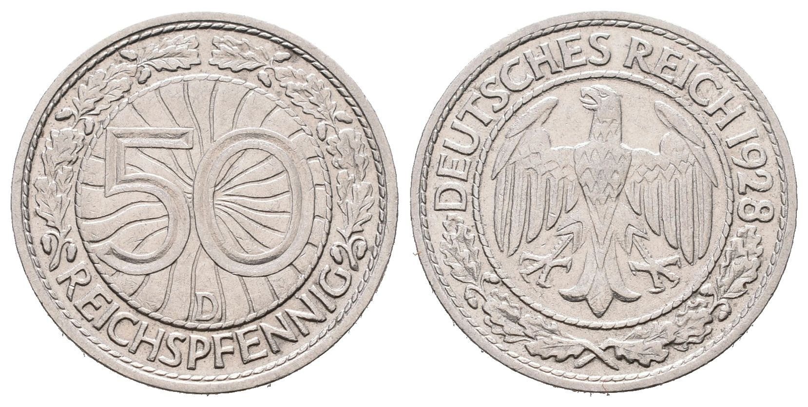 Výmar, 50 Reichspfennig 1928 D, J