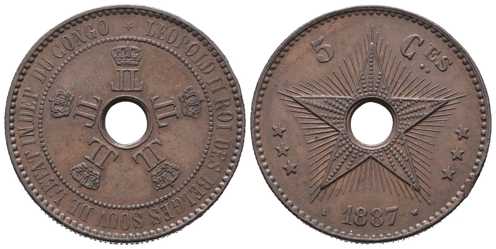 Belgické Kongo, 5 Centimes 1887