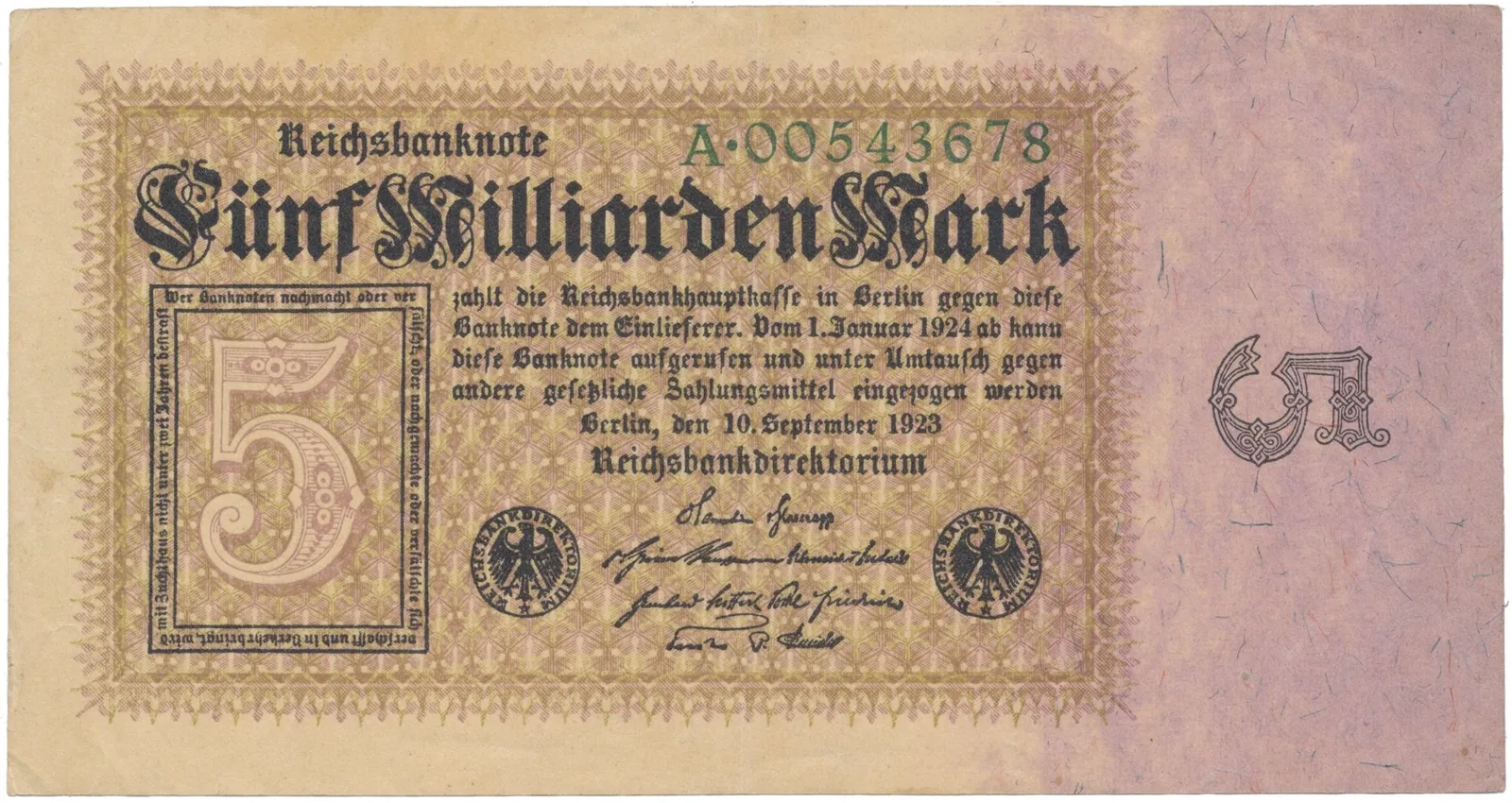 Německo, 5 Milliarden Mark 1923, Ro.112a