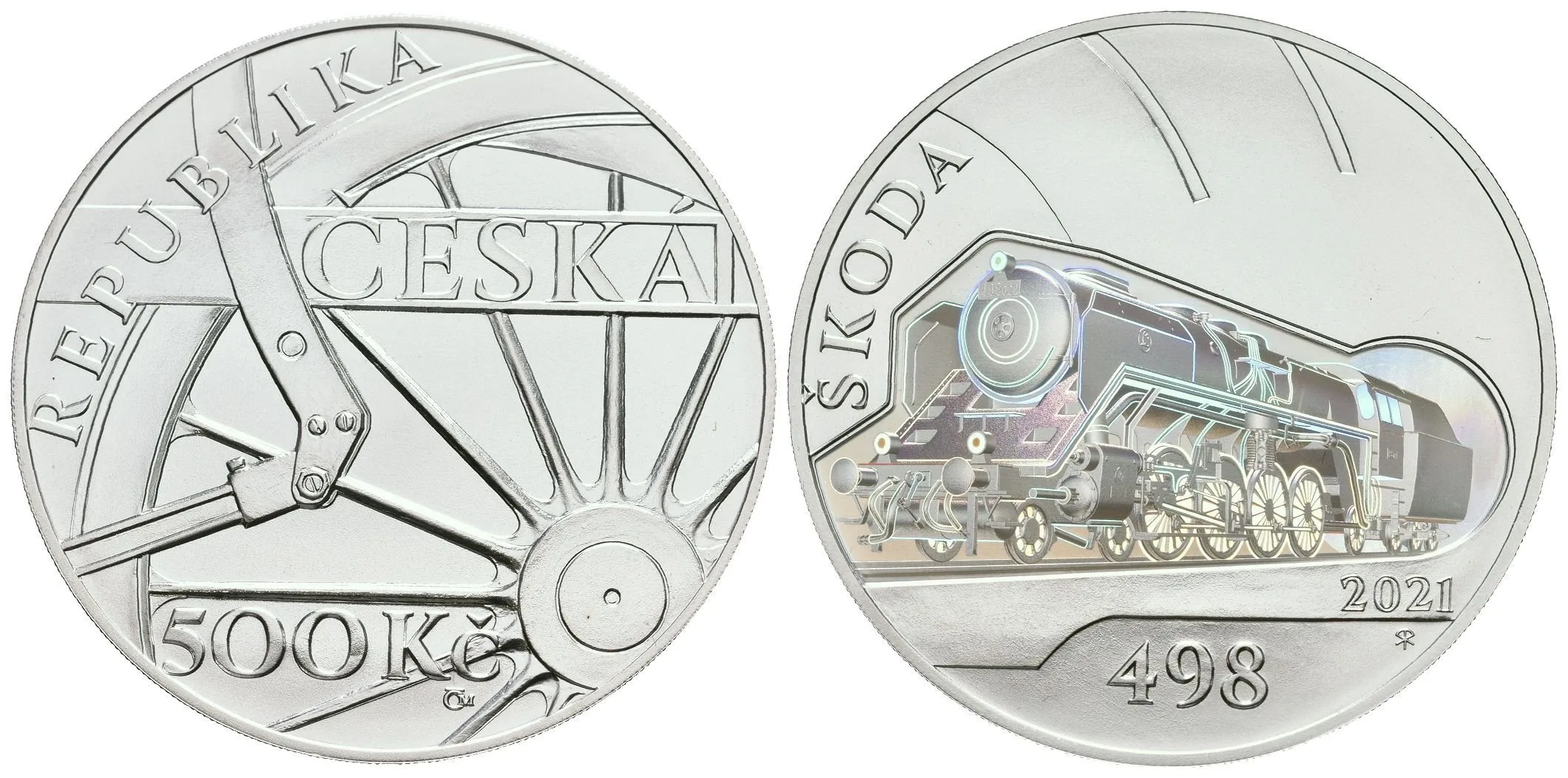 500 Kč 2021 - Parní lokomotiva Škoda 498 Albatros, etue, bez certifikátu — 1