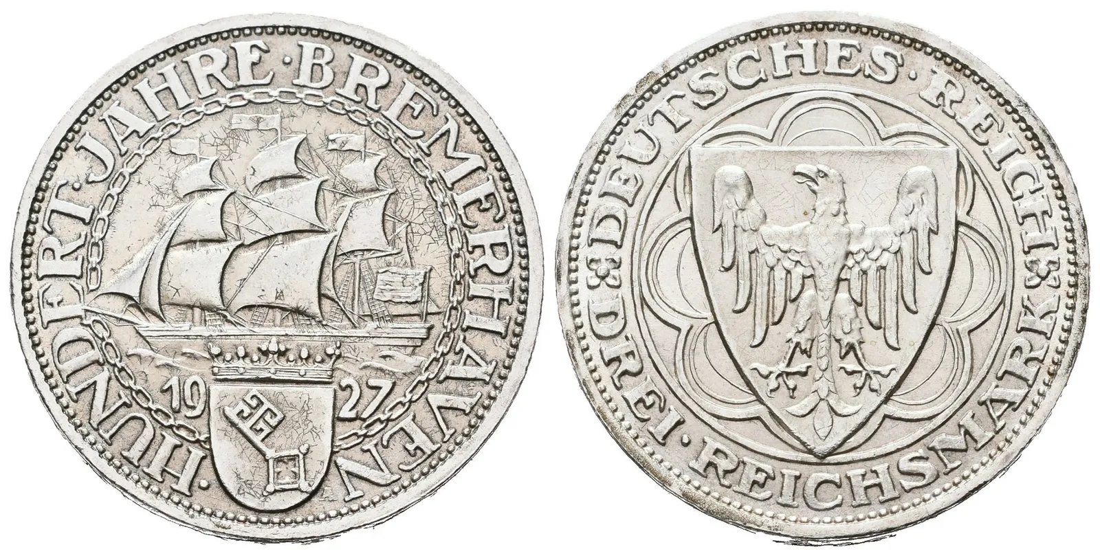 Výmar, 3 Marka 1927 A - Brémy