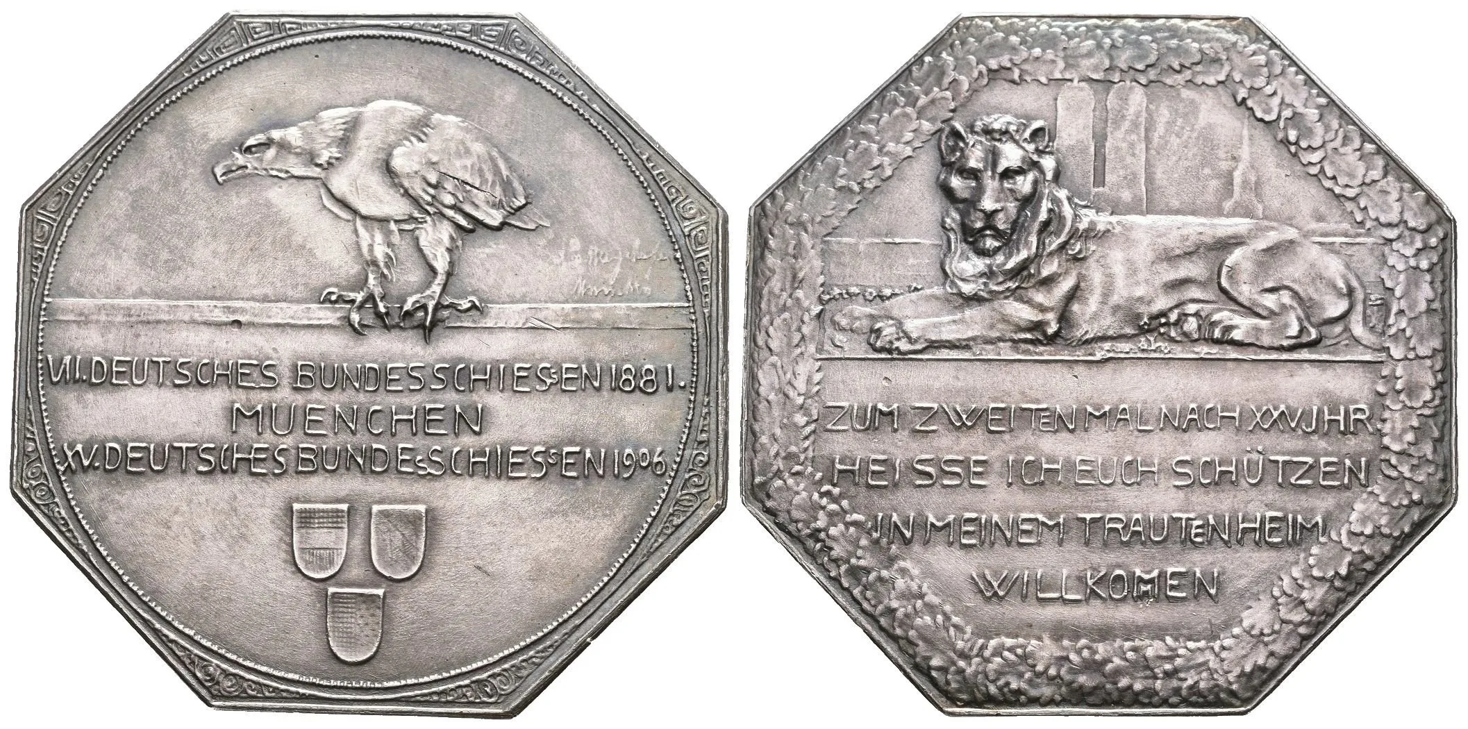 AR Medaile 1906 - XV. Jubilejní německé spolkové střelby v Mnichově. — 1