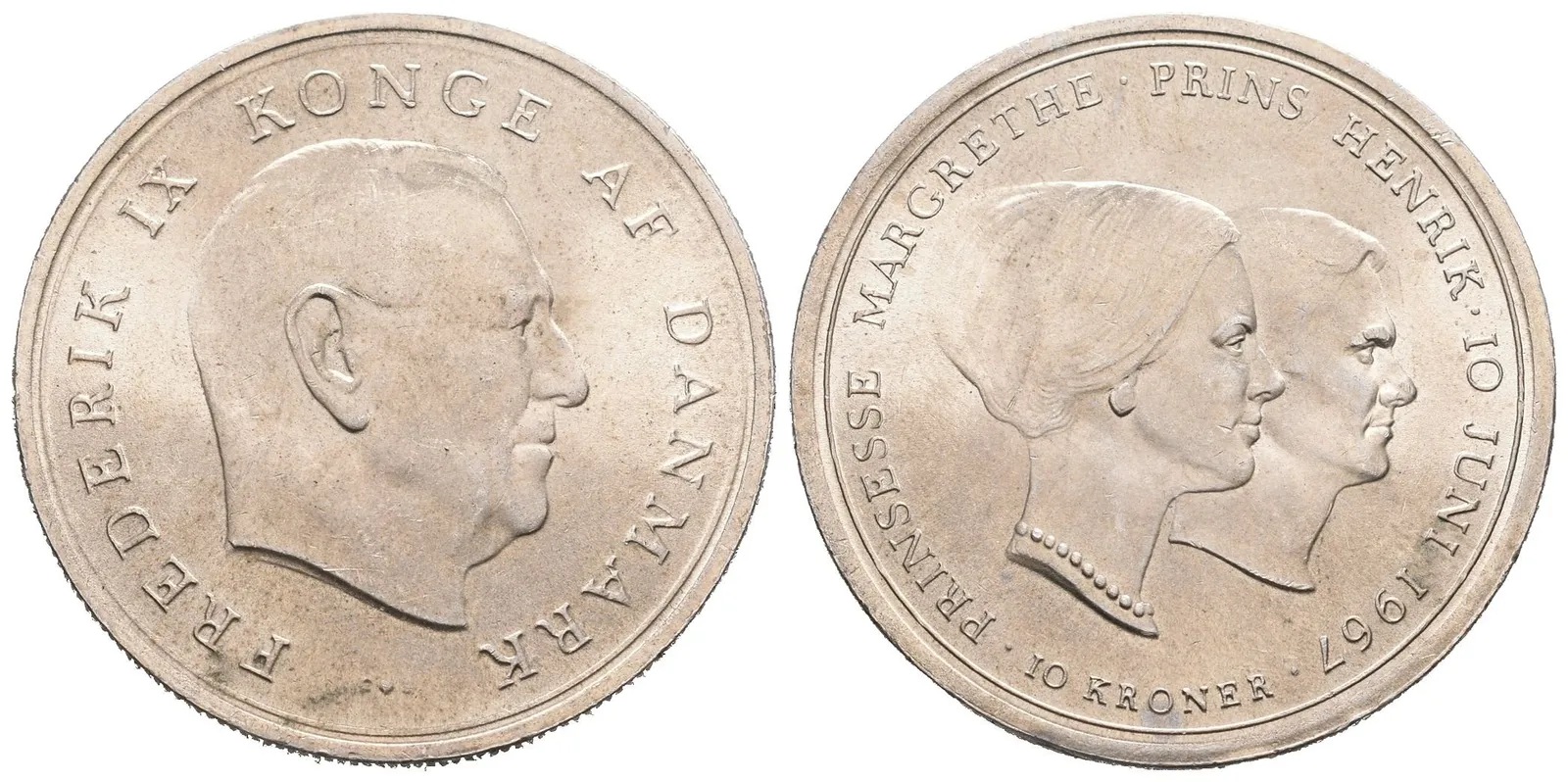 Dánsko, 10 Kroner 1967 - Pamětní