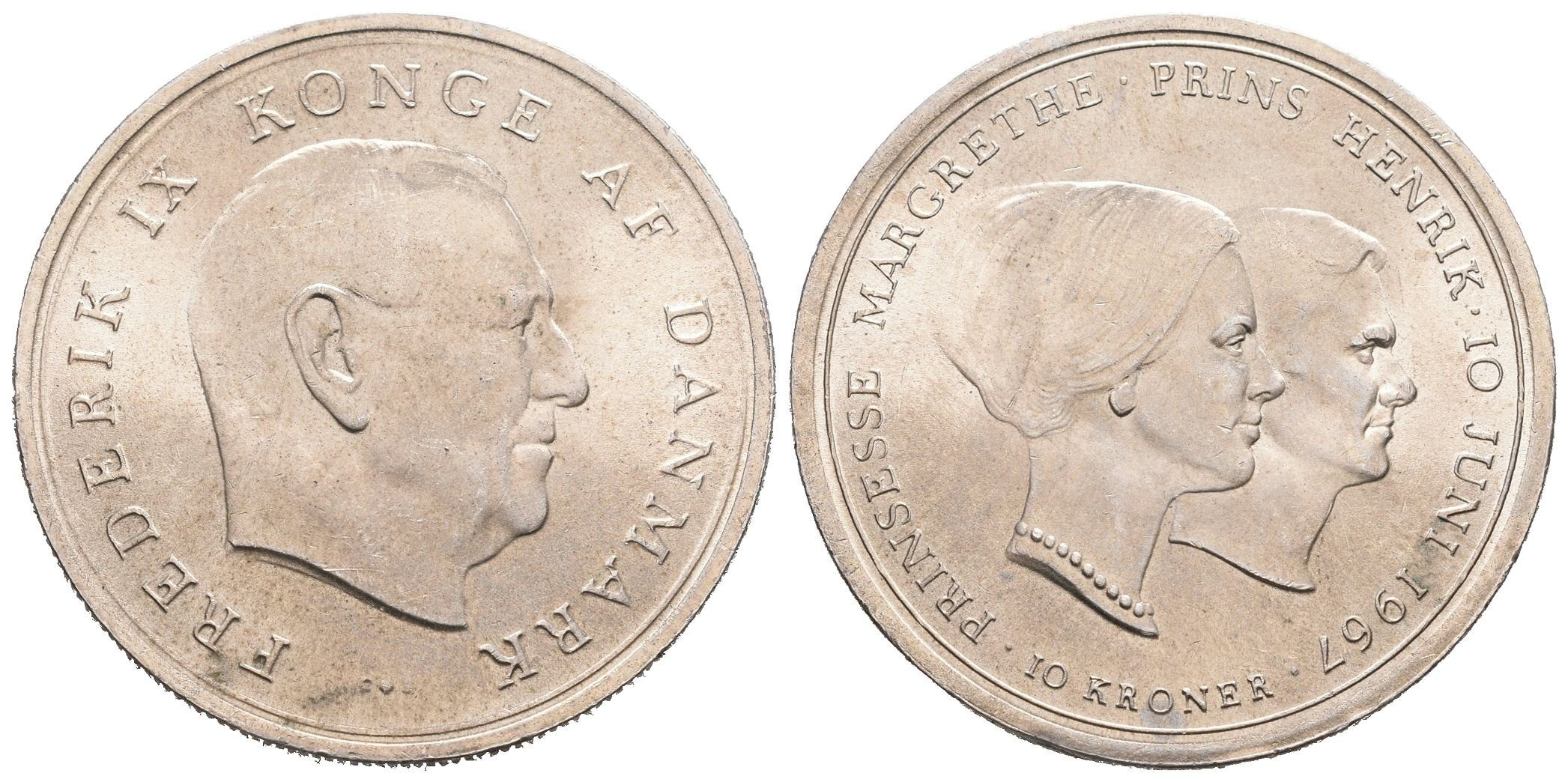Dánsko, 10 Kroner 1967 - Pamětní