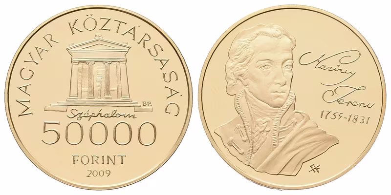 Maďarsko, 50 000 Forint 2009 - Kazynczy Ferenc, PROOF