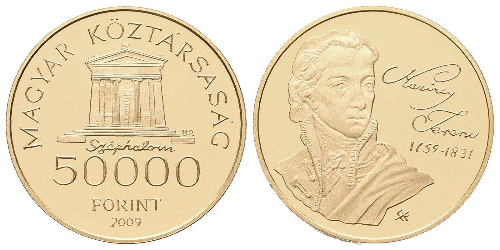 Maďarsko, 50 000 Forint 2009 - Kazynczy Ferenc, PROOF