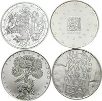 Soubor mincí 200 Kč 2004 - Vstup do EU, 2007 - Jednota bratrská, Karlův Most, — 2