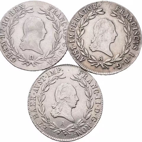 Soubor mincí - 20 Krejcar 1804 B, Husz.1964, 1806 A a 1819 A_3 ks