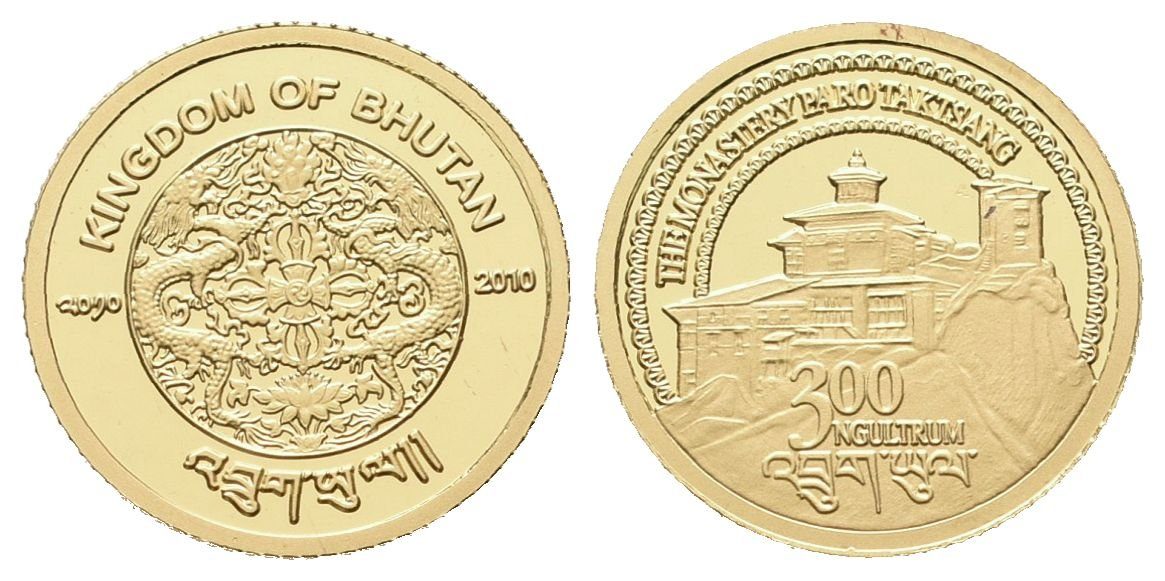 300 ngultrum - 2010 - Au 1,24 g - 999.9/1000 - Klášter Taktsang