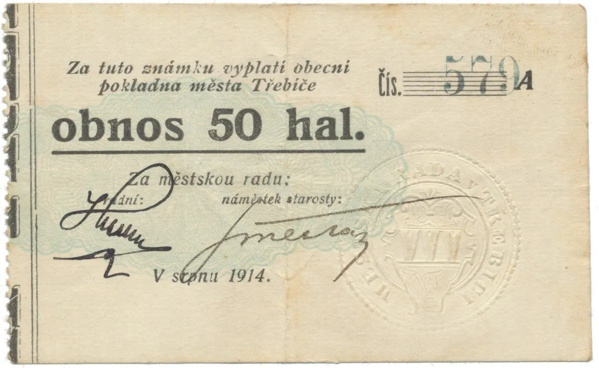 Třebíč - město, 50 hal srpen 1914, série A, HH.223.5.4b