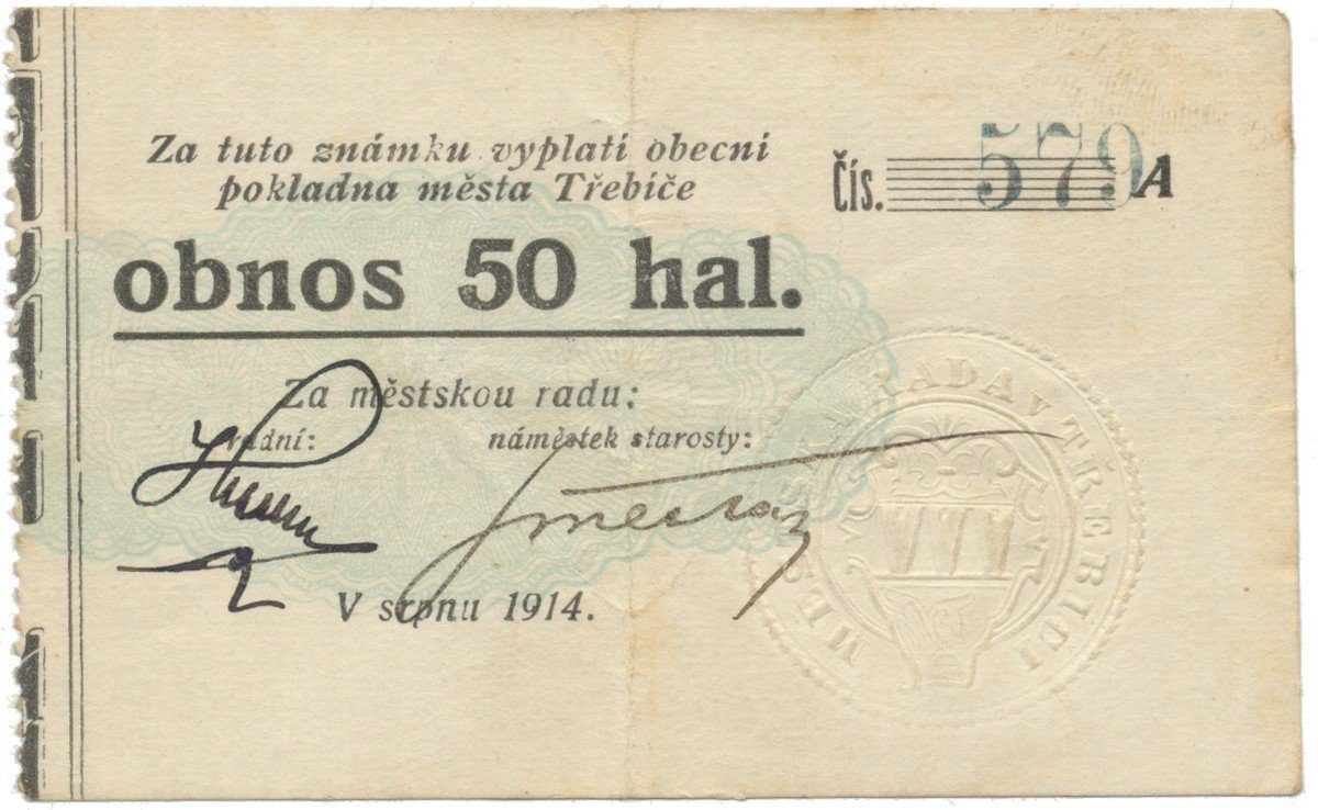 Třebíč - město, 50 hal srpen 1914, série A, HH.223.5.4b