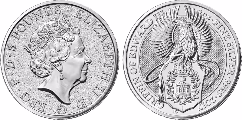 Velká Británie, 5 Pounds 2017 - Griffin of Edward III.